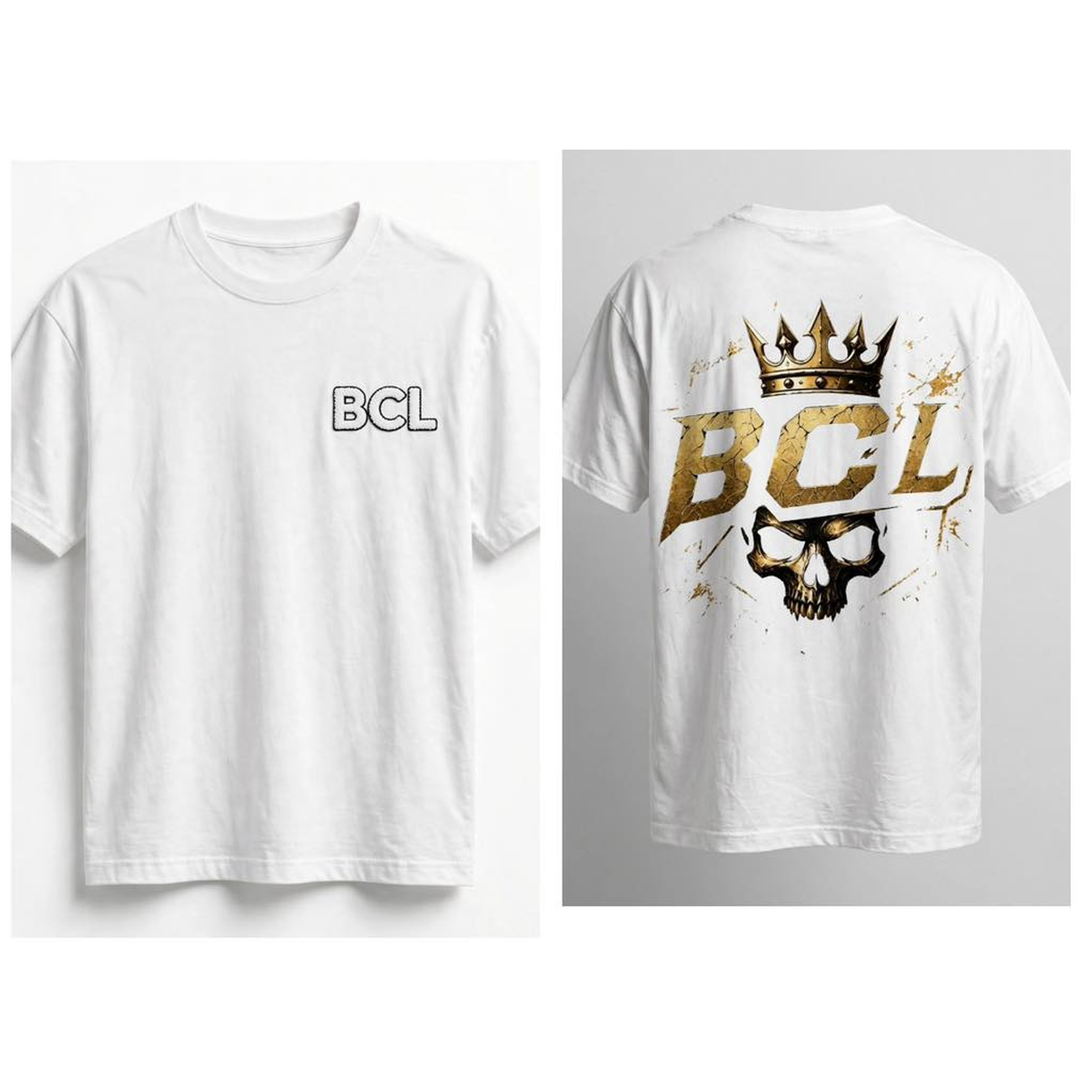 BCL Crown Tee, front chest logo and back crown skull